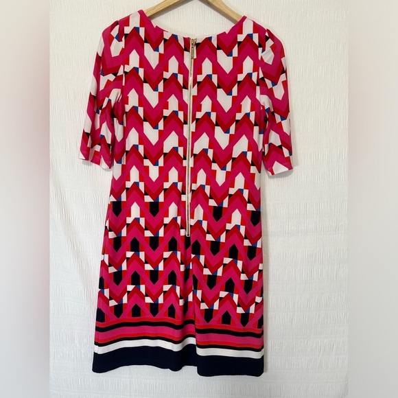 Eliza J Pink and Red Sheath Dress with Bateau Neckline - Picture 6 of 12